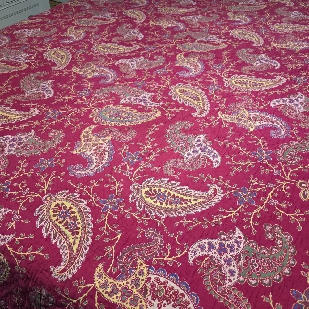 Noble Excellence Vintage Red Floral Patchwork Quilt King Size 108x94